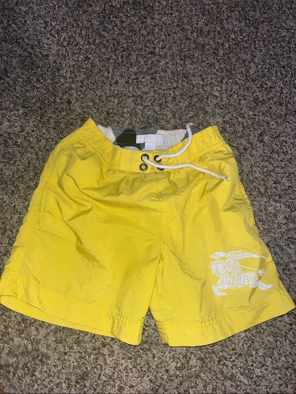 Burberry Yellow Boys' Swim Trunks with White Drawstring